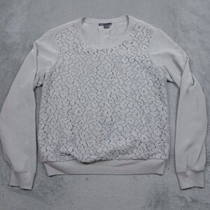 Vince Sweater Womens Large Gray Silk Blend Pullover Long Sleeve Preppy